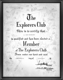 L. Ron Hubbards medlemskort för Explorers Club